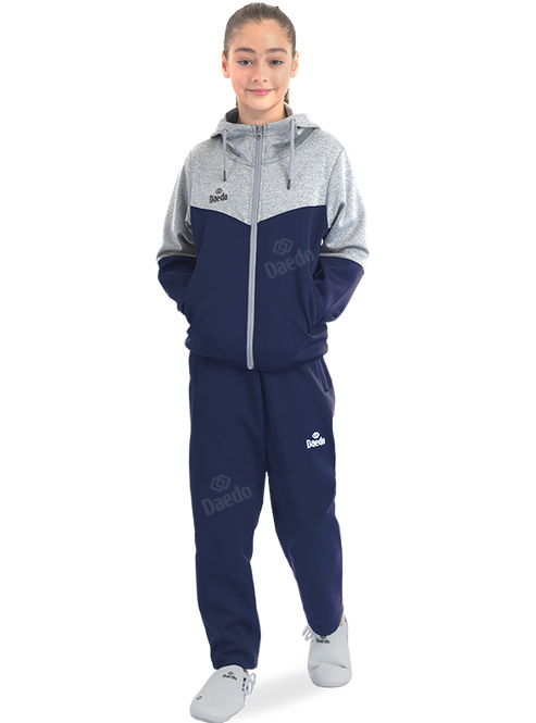 CHANDAL CON CAPUCHA GRIS/AZUL MARINO