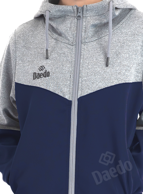 CHANDAL CON CAPUCHA GRIS/AZUL MARINO