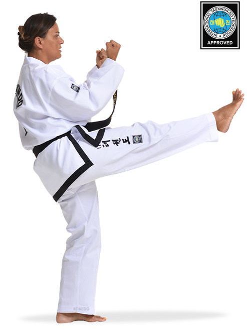 ITF APPROVED DOBOK CINTURÓN NEGRO (RALLADO)